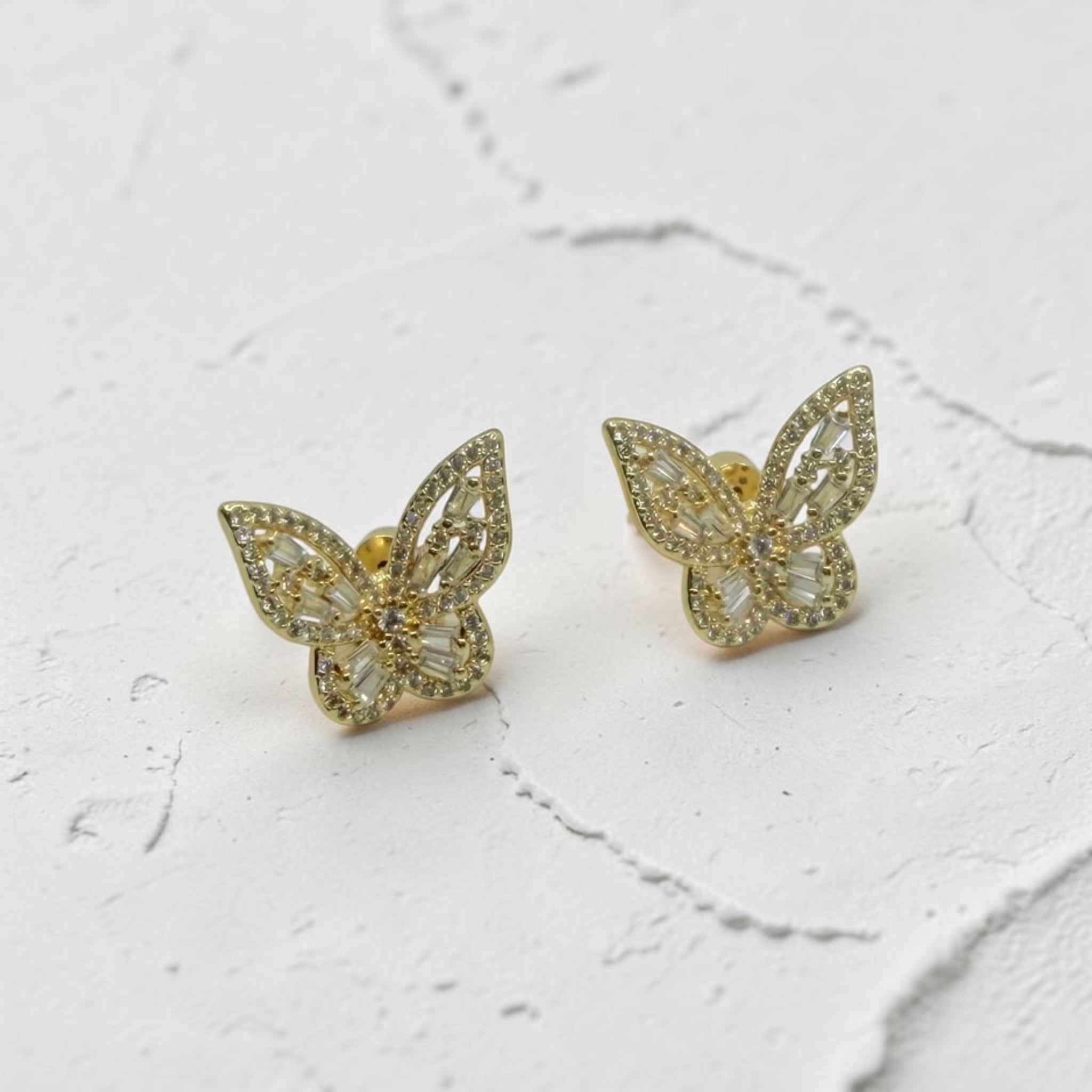 Gold butterfly  stud earrings 