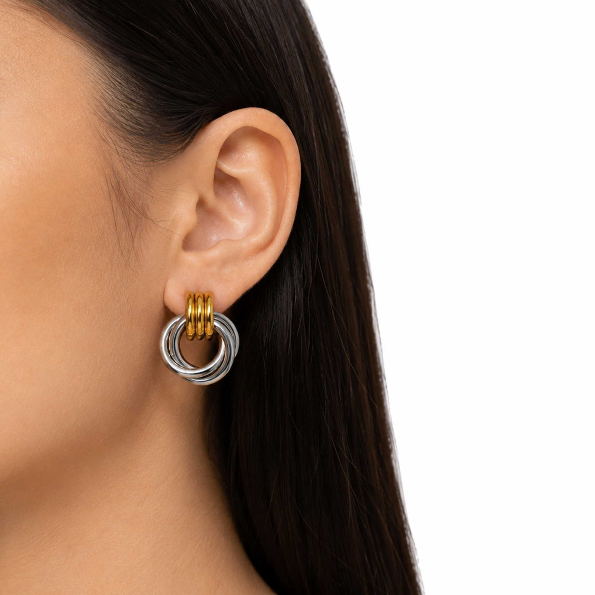 Triple Knot Mixed Metal Earrings