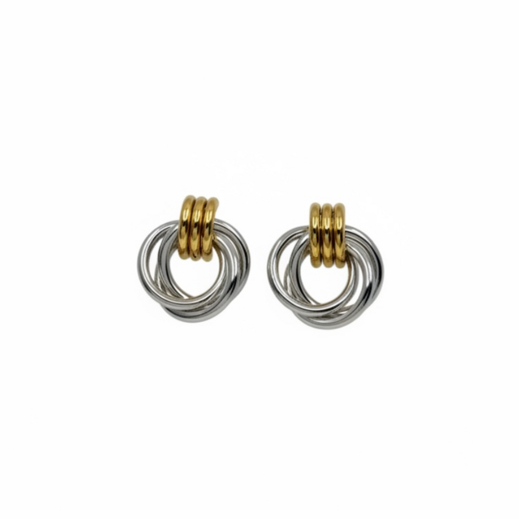 Mixed Metal Knot Earrings