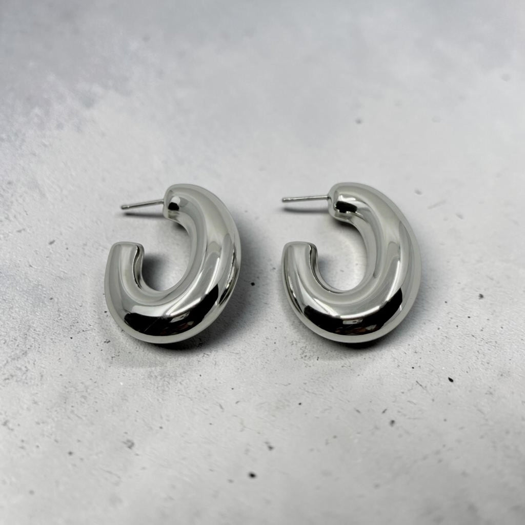 Stainless Steel Oval Hoop Earrings
