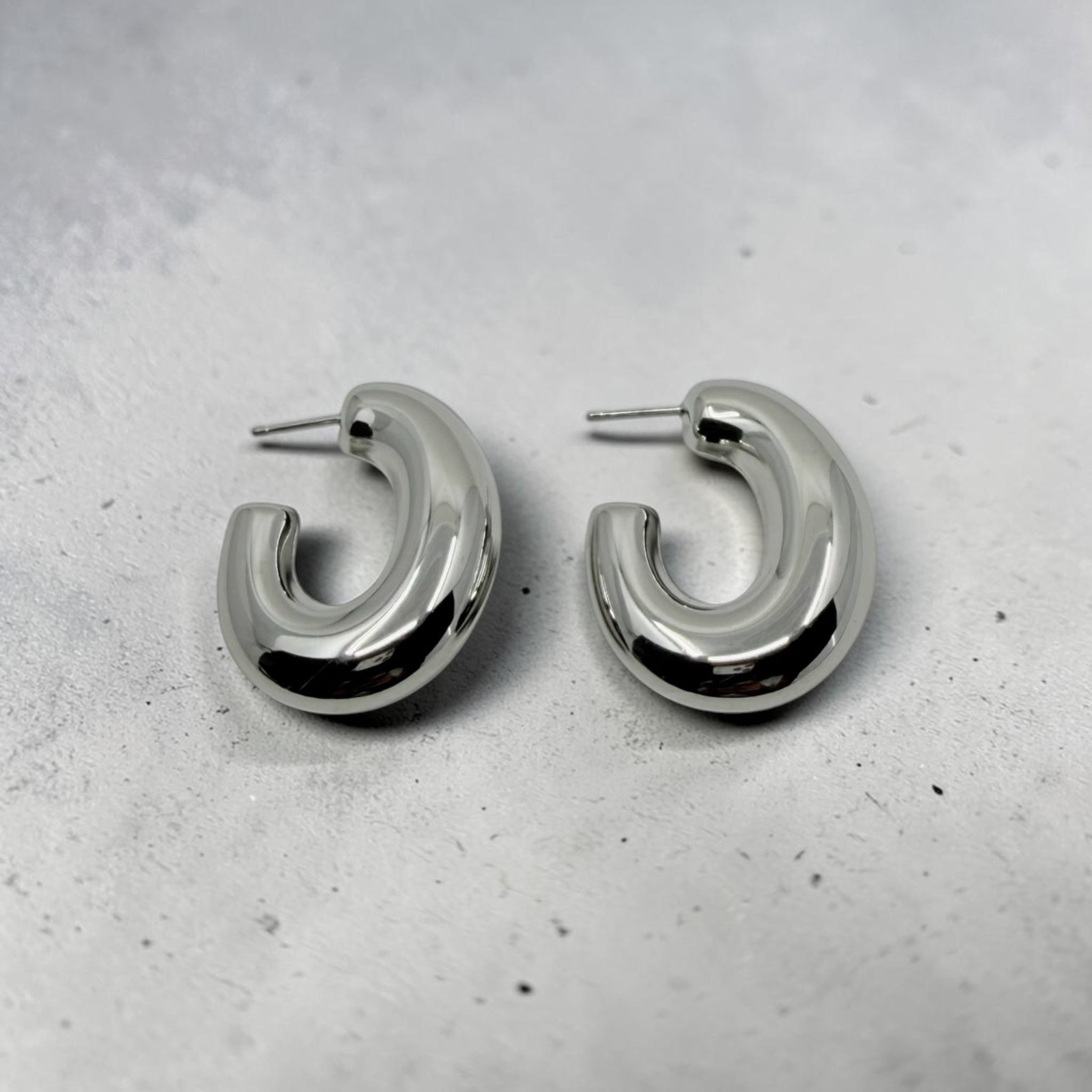 Stainless Steel Oval Hoop Earrings