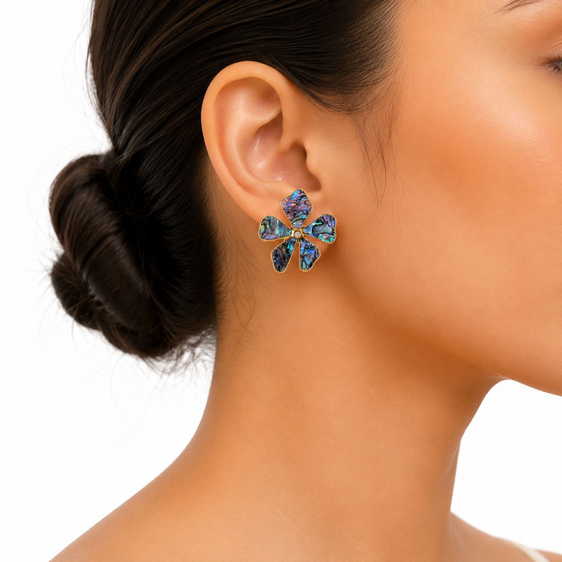 18K Gold Plated Abalone Shell Earrings 