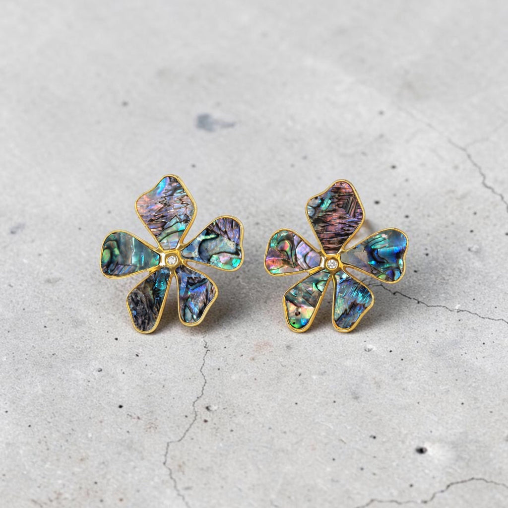 18K Stainless Steel Ocean Bloom Flower Earrings