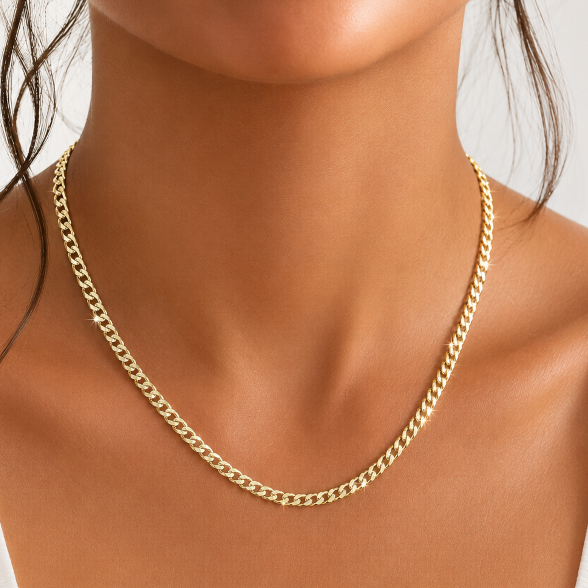 3mm Diamond Cut Cuban Chain 3 17 1/2 inches long