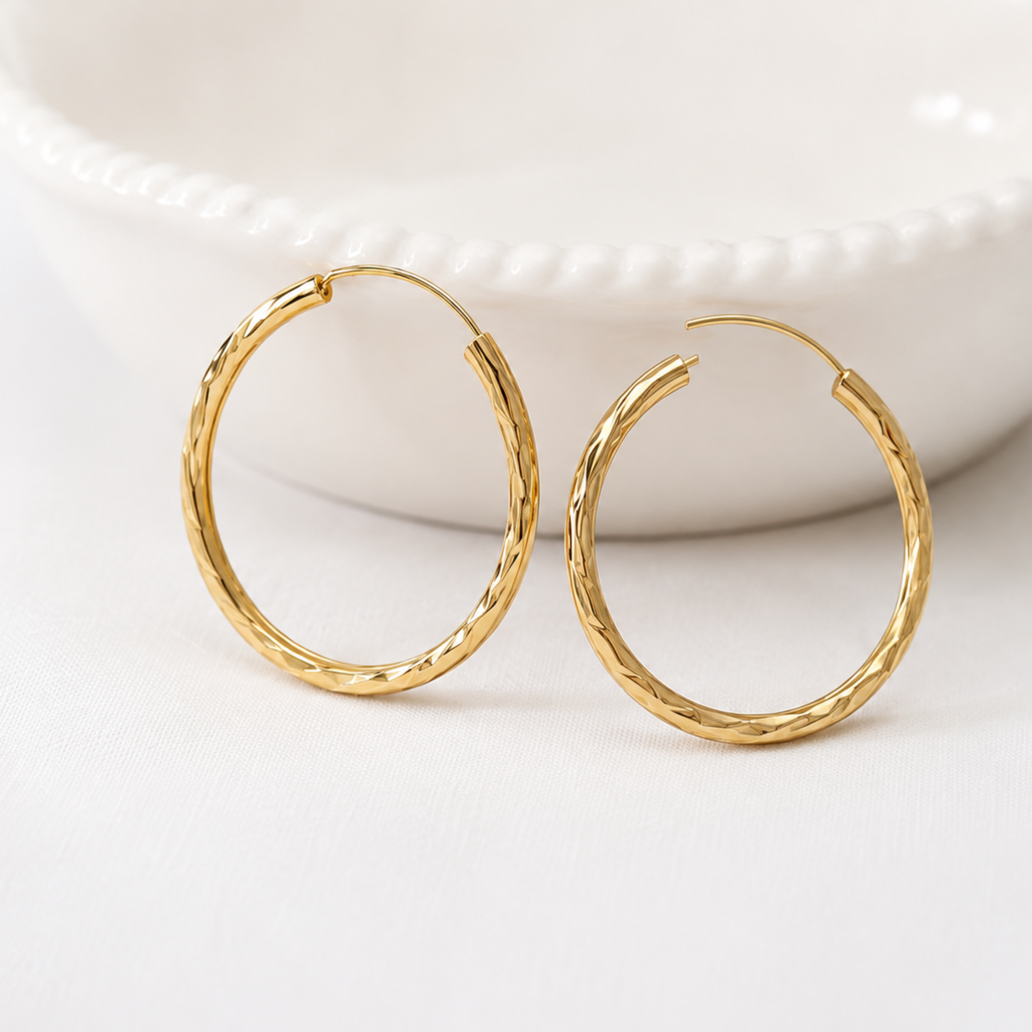 18K Gold Plated Diamond-Cut Earrings