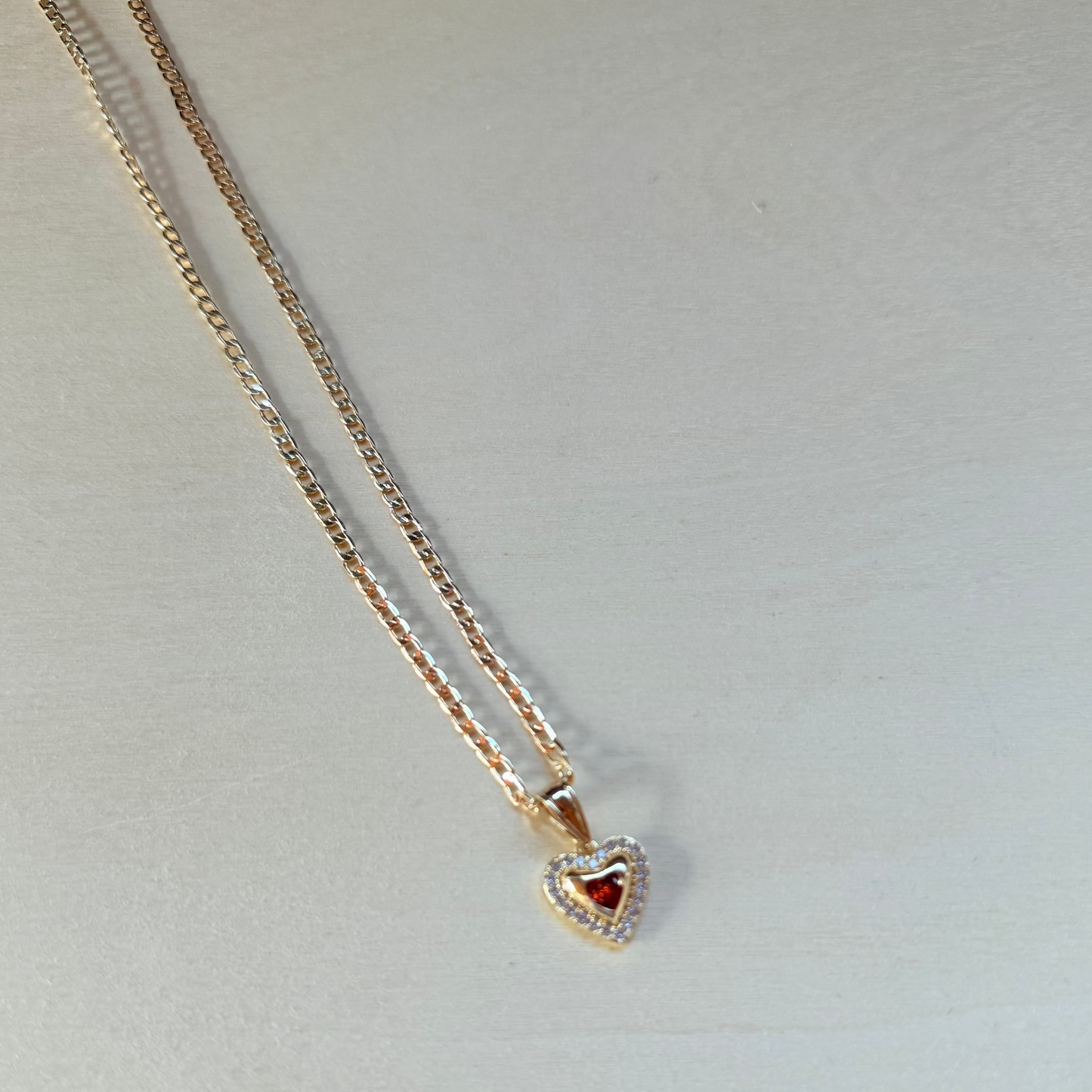 Amber Heart Pendant Necklace 18k Gold Plated