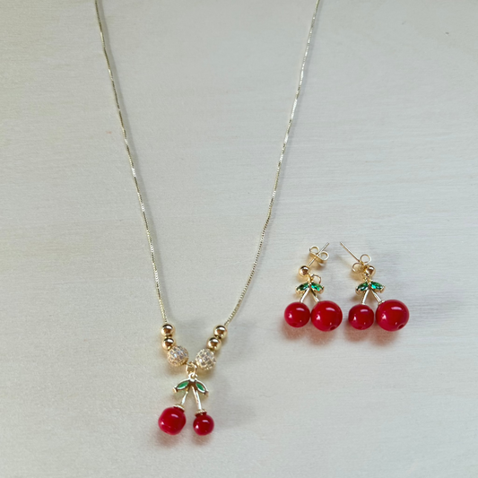 Sweet Cherry Set – Necklace & Earrings