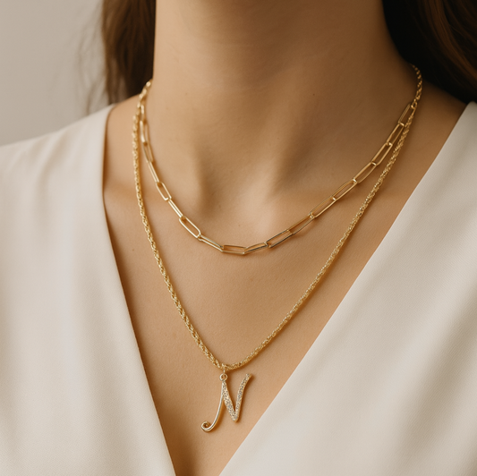 18k Sparkling Initial Necklace