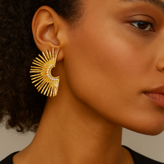 Radiant Arc Studs 18k Gold Plated
