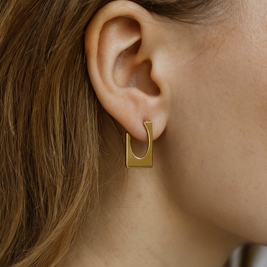 18k Geometric Square Earrings