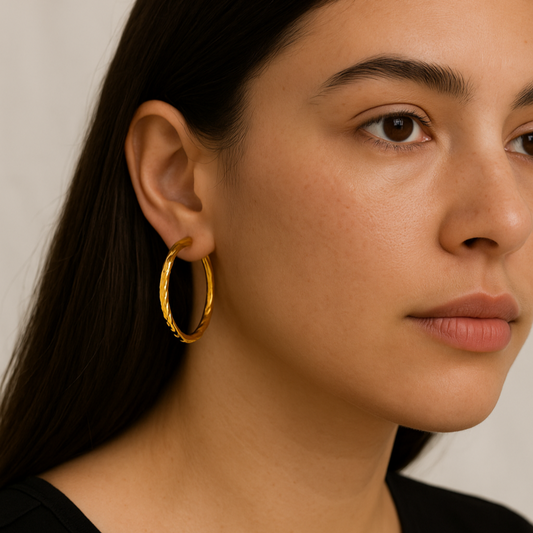 18k Twisted Love Hoops Earrings