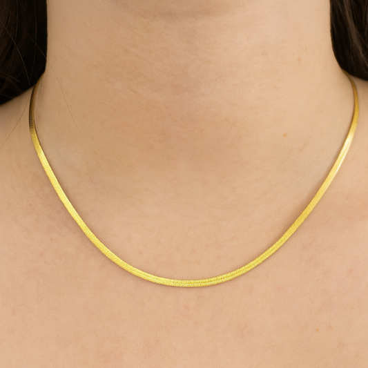 18k Sleek Gold Herringbone Chain