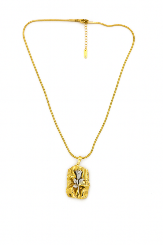 18k Golden Rose Medallion Necklace