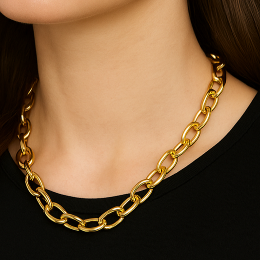 18k Oval links Chunky Necklace