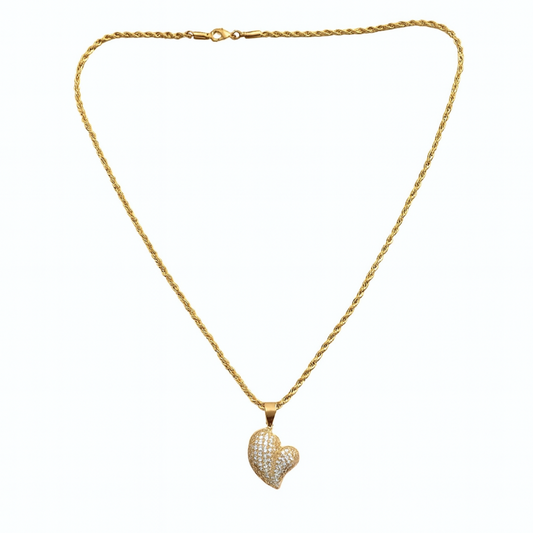 18k Chunky Heart Pendant Necklace