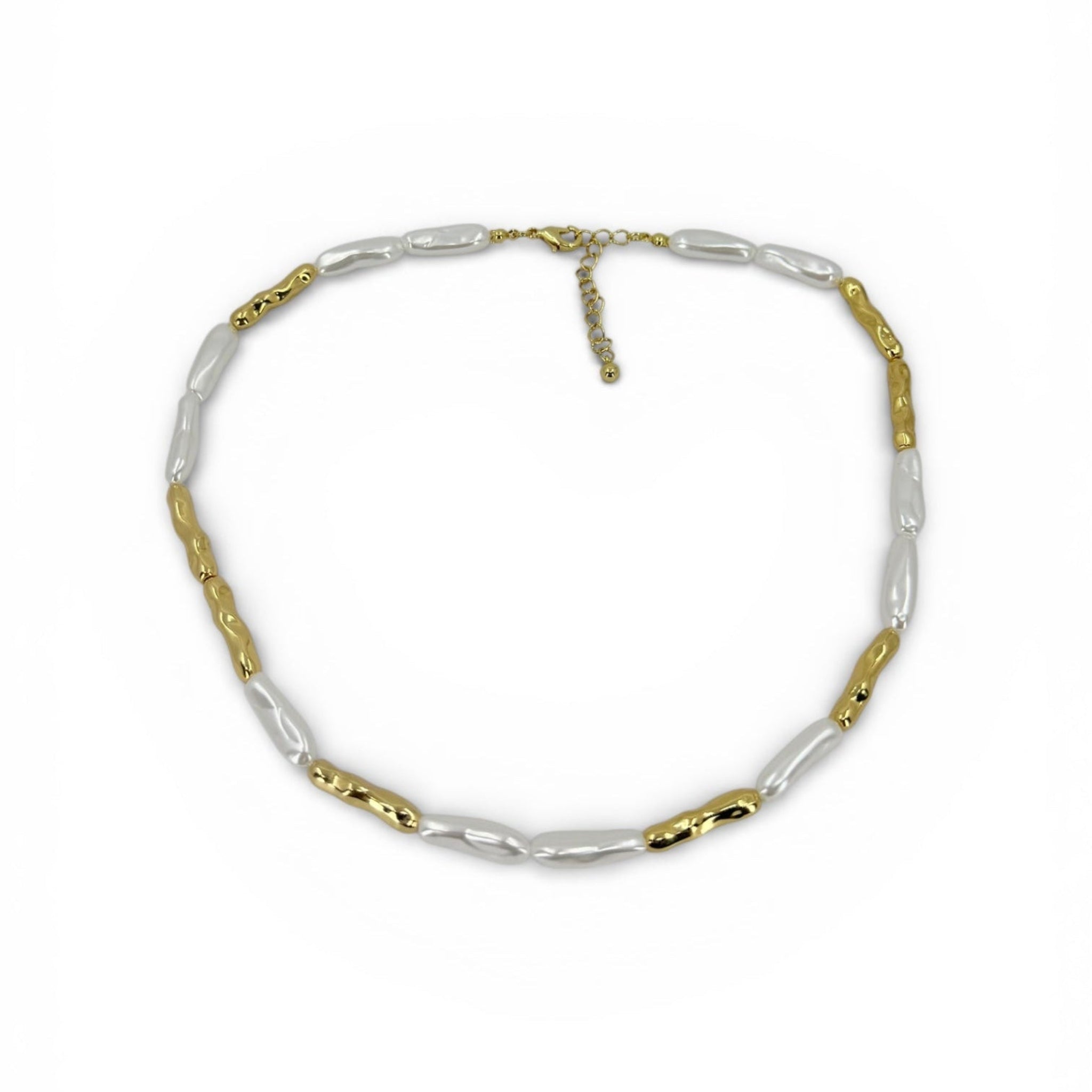 18K gold plated over brass, the Liquid Pearl Beaded Necklace offers a modern take on classic elegance.