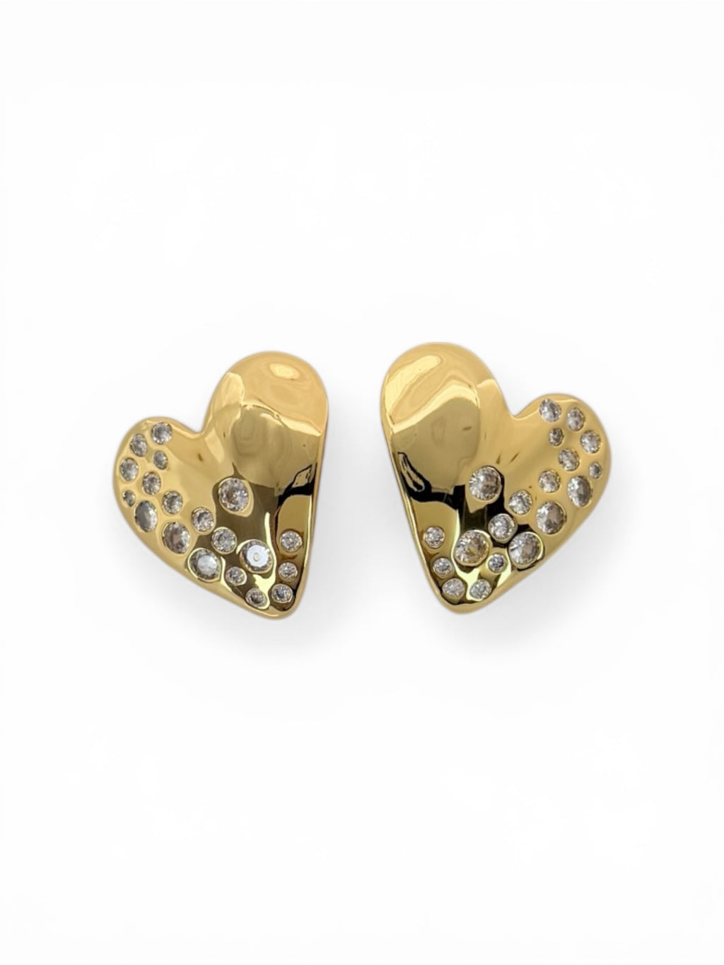 18k Gold Plated Molten Heart Stud Earrings