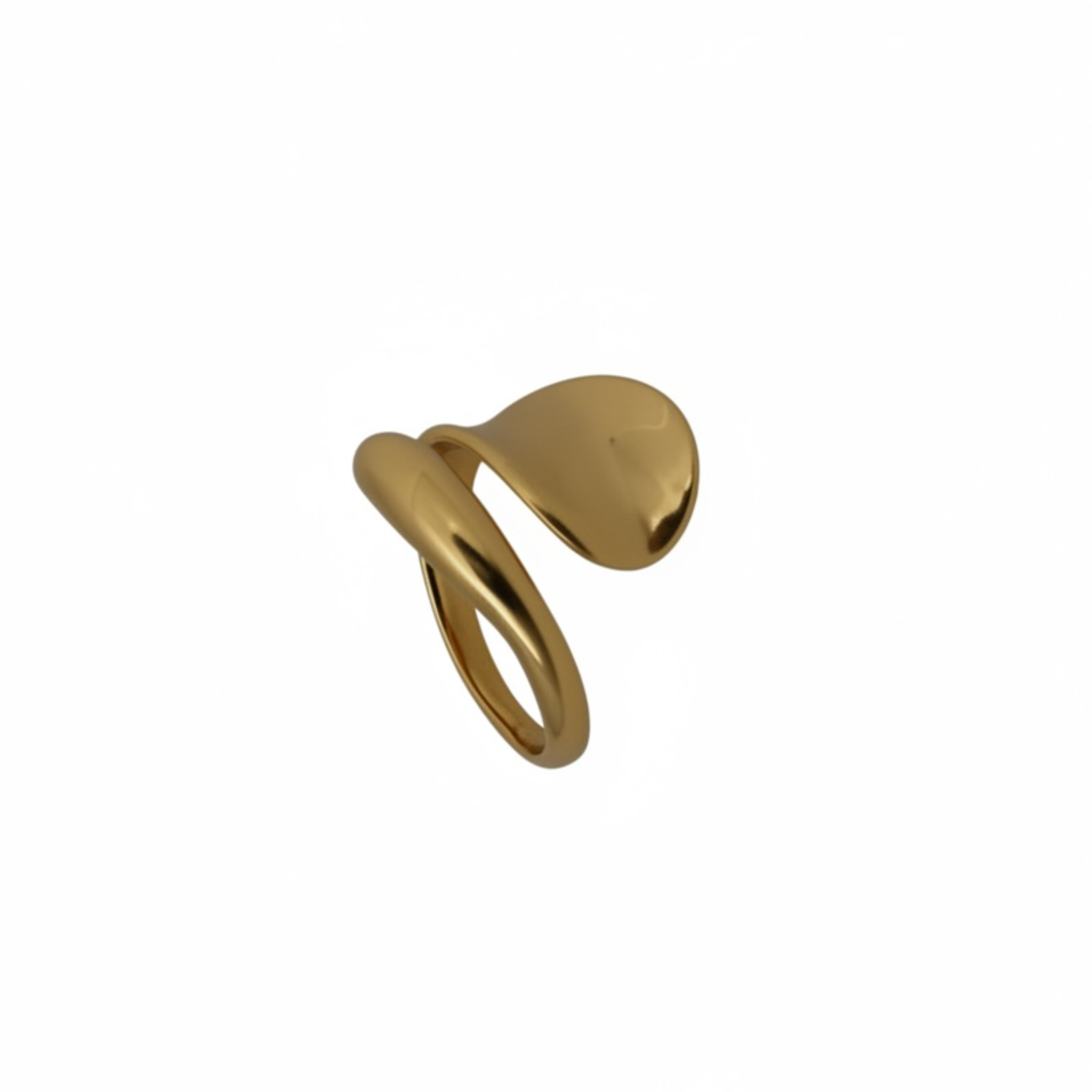 Gold ring with a unique design on a white background
