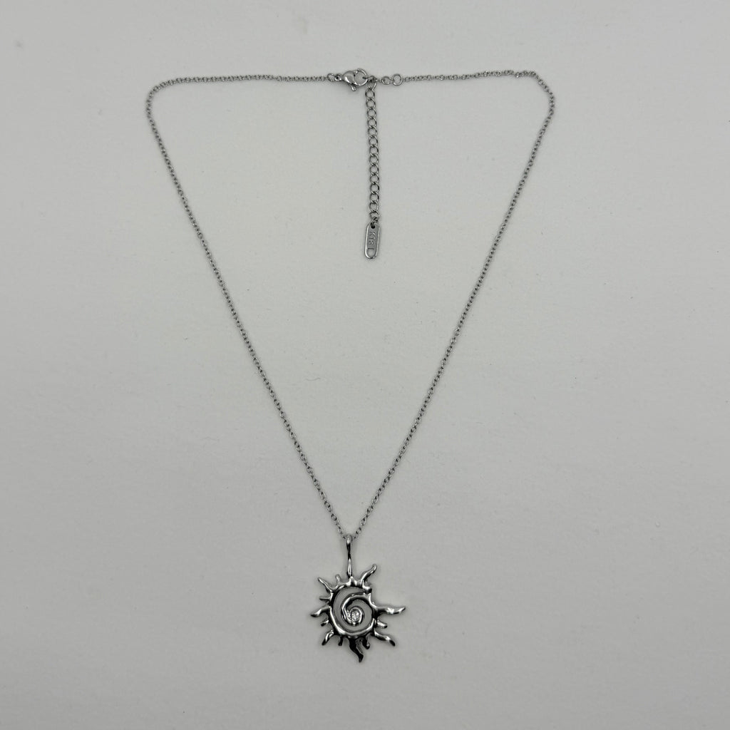 Silver Necklace with Sun Pendant