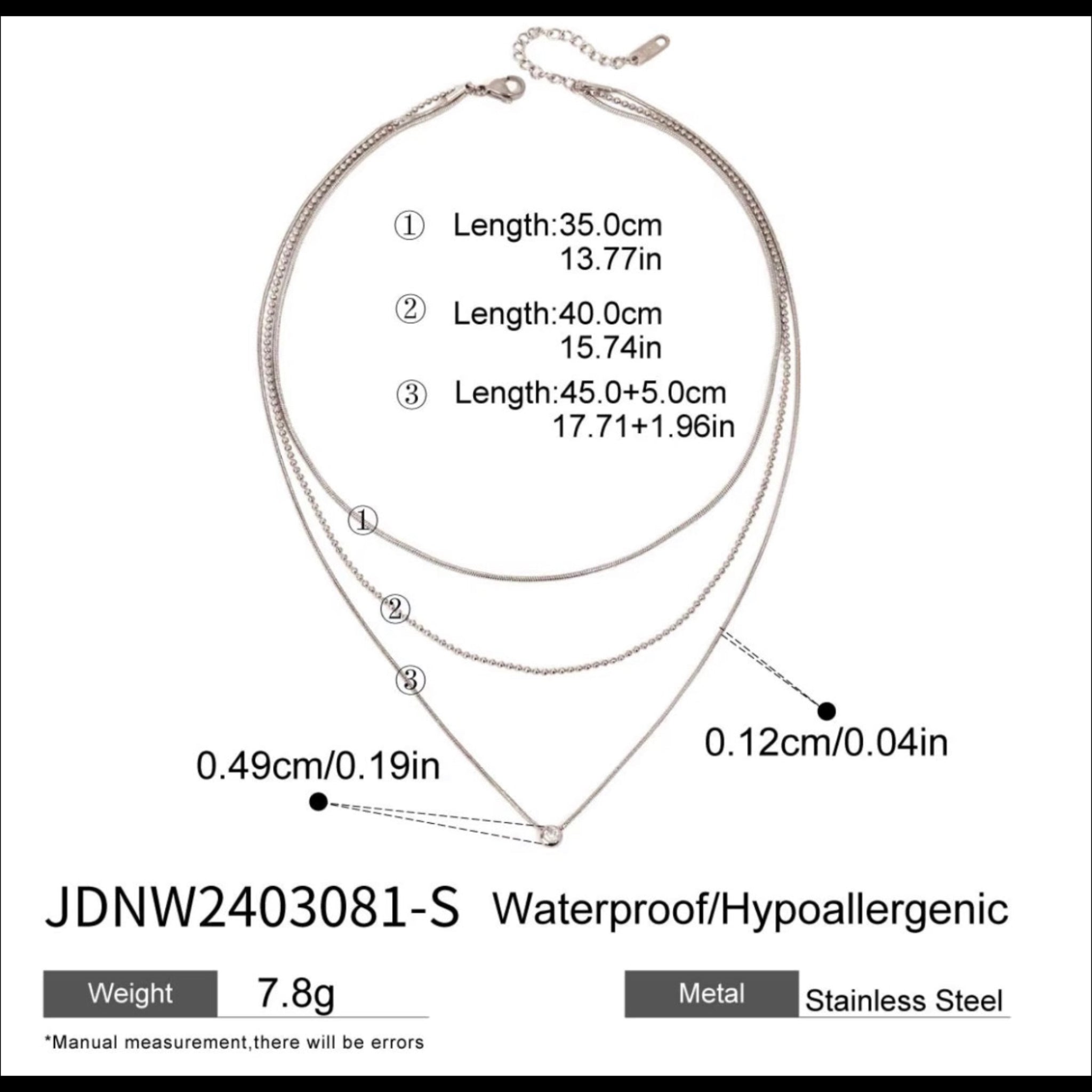 Stainless steel waterproof layer necklace