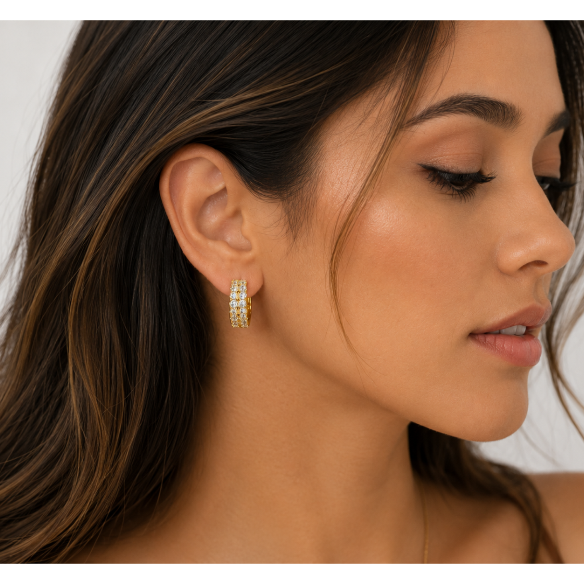 Gold Multi-Crystal Earrings 18k Gold Plated