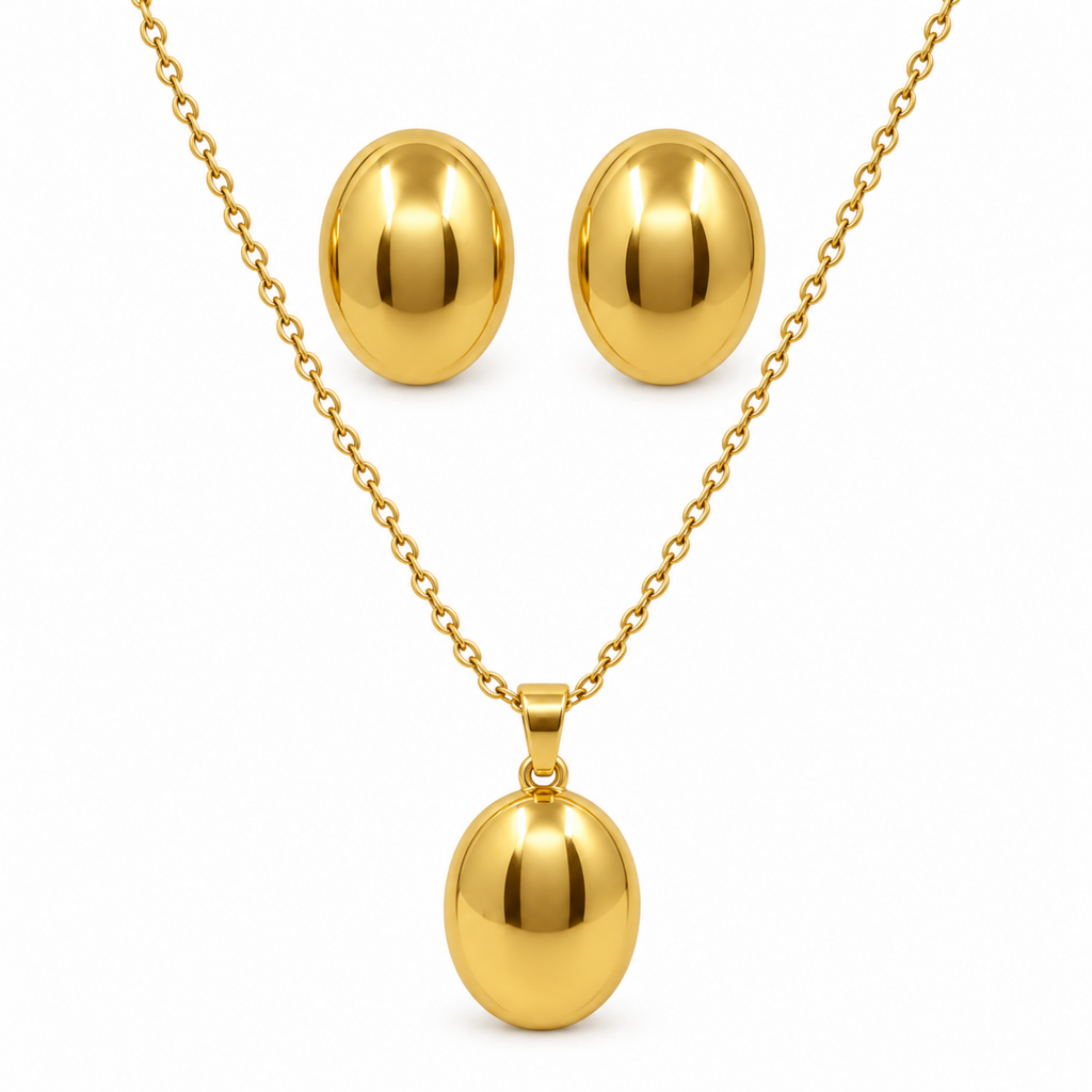 Stainless Steel Gold Plated Oval Pendant