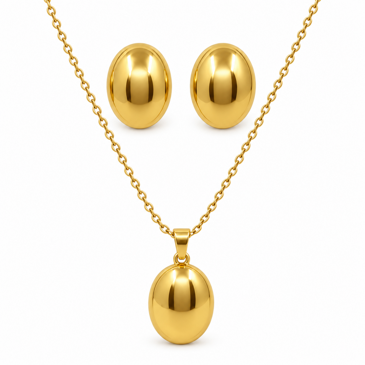Stainless Steel Gold Plated Oval Pendant