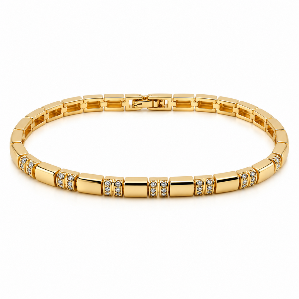 14K Gold Plated bracelet adorned with zirconia