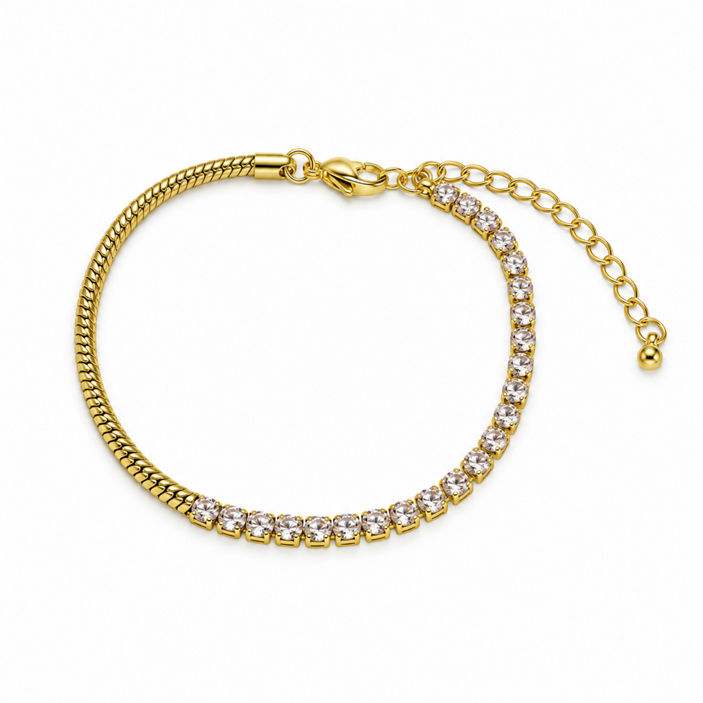 18K Gold Plated Over Brass Snake Bracelet