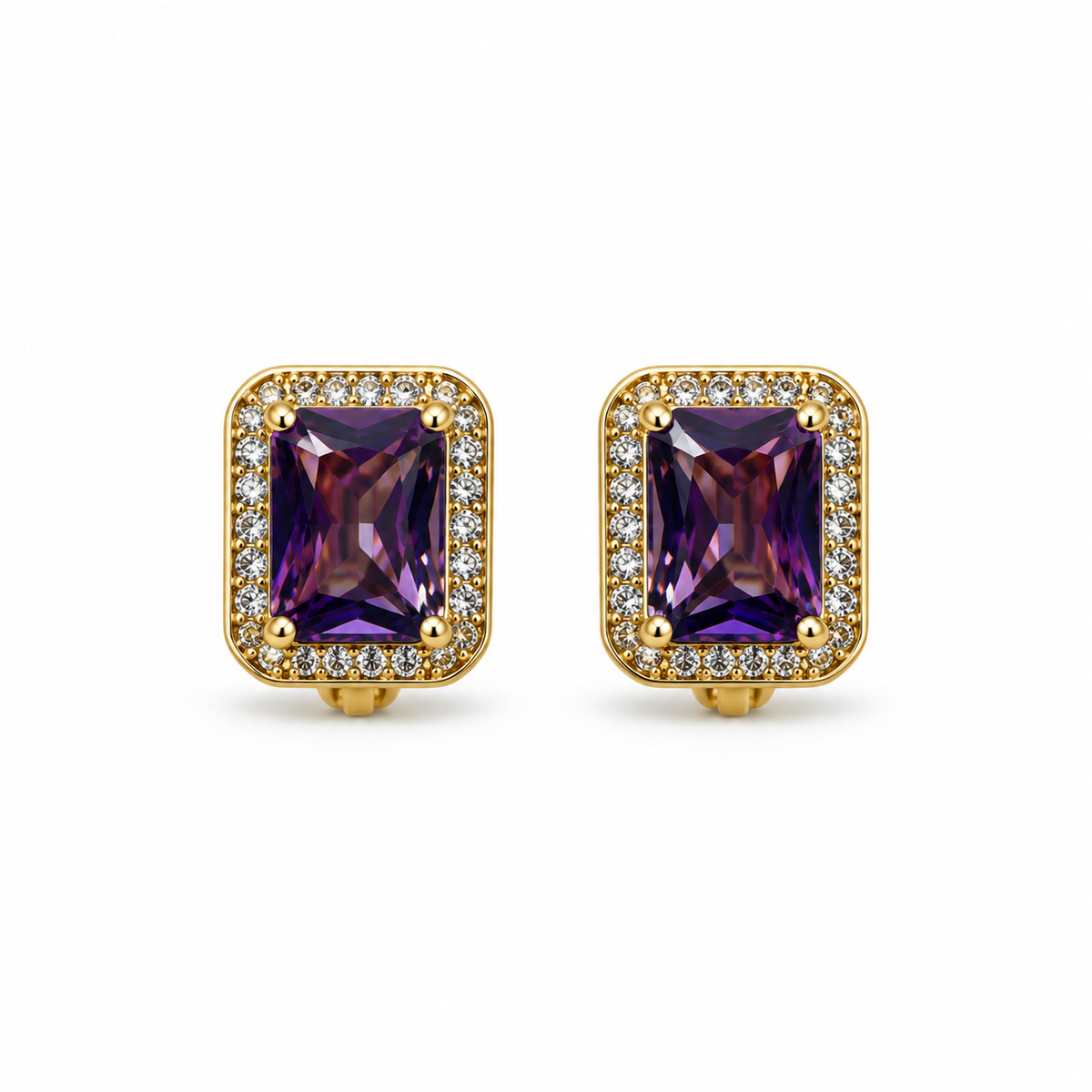 14K gold laminated framed color stone earrings