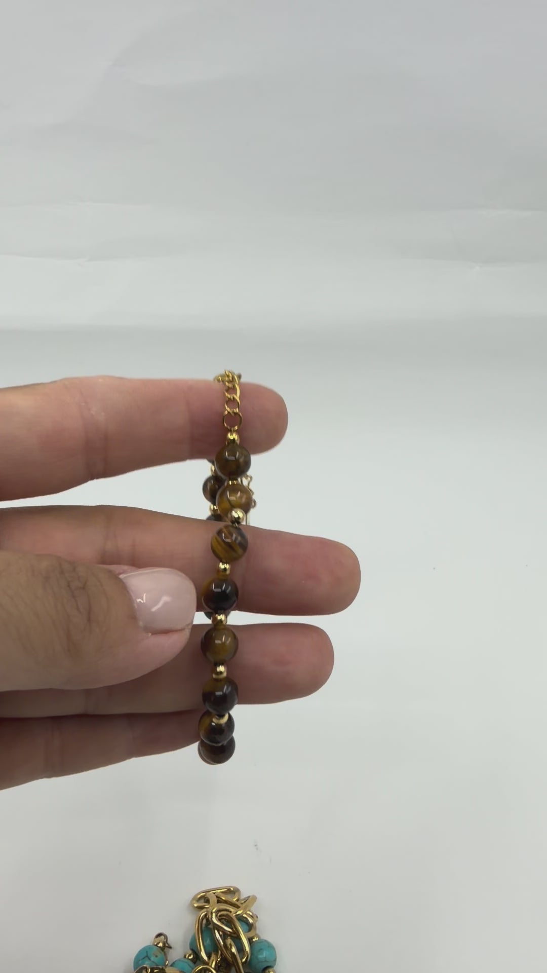 Beaded bracelet tiger eye & turquoise
